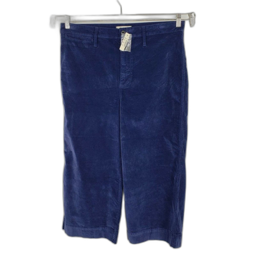 New Madewell Emmett Wide-Leg Crop Pants Velveteen Navy Size 33P Petite